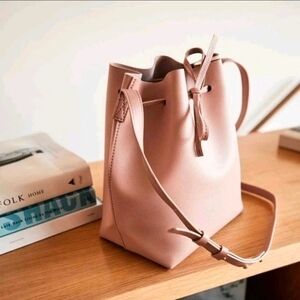 NWT KAYLA + AVA Bow Tie Bucket Bag (in Dusty Rose)Chic Pink Leather Shoulder Bag